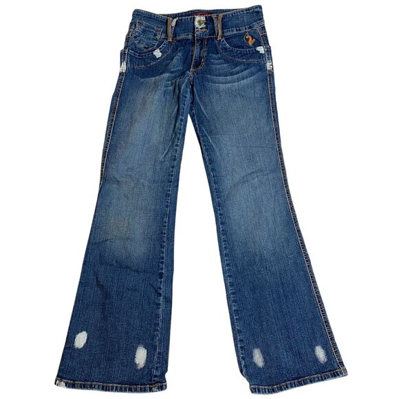 Baby Phat Women's Estilo Jeans Size 11 Bootcut Distressed Cotton Spandex Denim - Picture 1 of 15